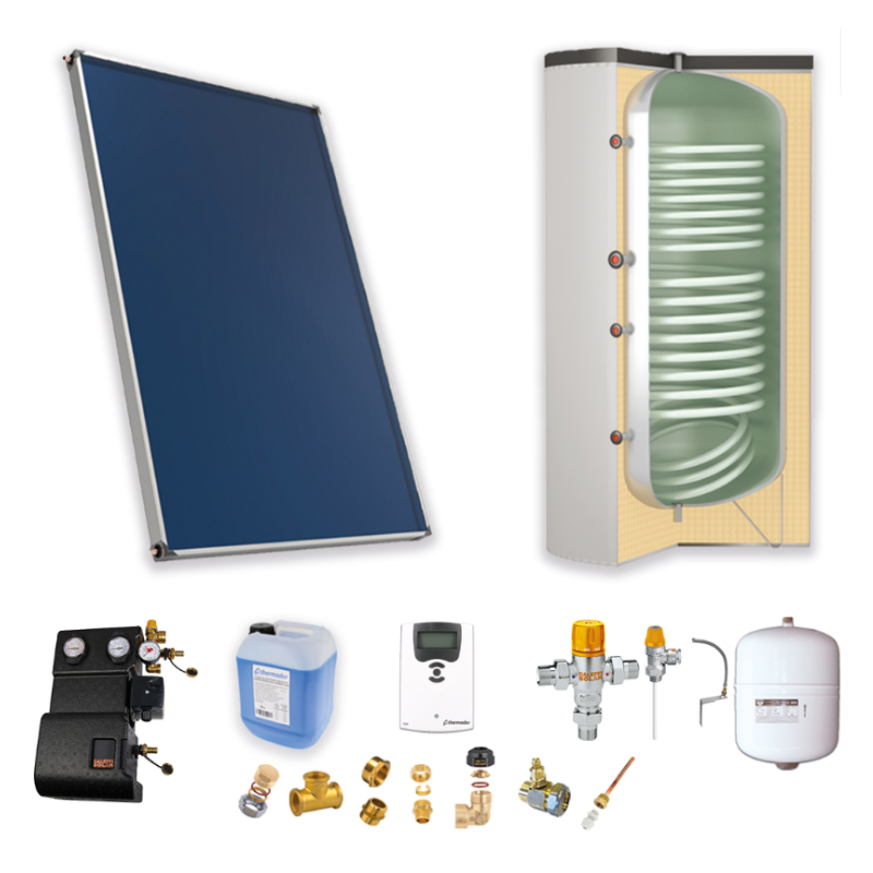Panneaux Solaires Thermiques Pack CESI ASTREA B - Kit solaire pour préparation ECS avec soutien primaire - PSOLECSP - Thermador