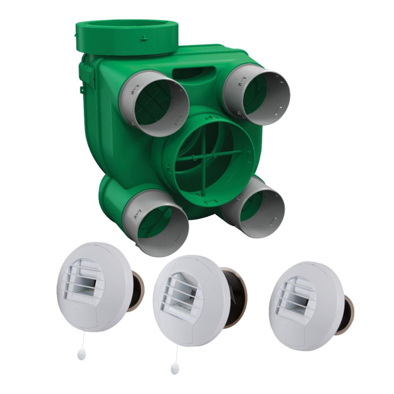 VMC simple flux hygro Hygro Ariant ES - Kit VMC simple flux type B hygroréglable basse conso + 3 bouches - AXELAIR