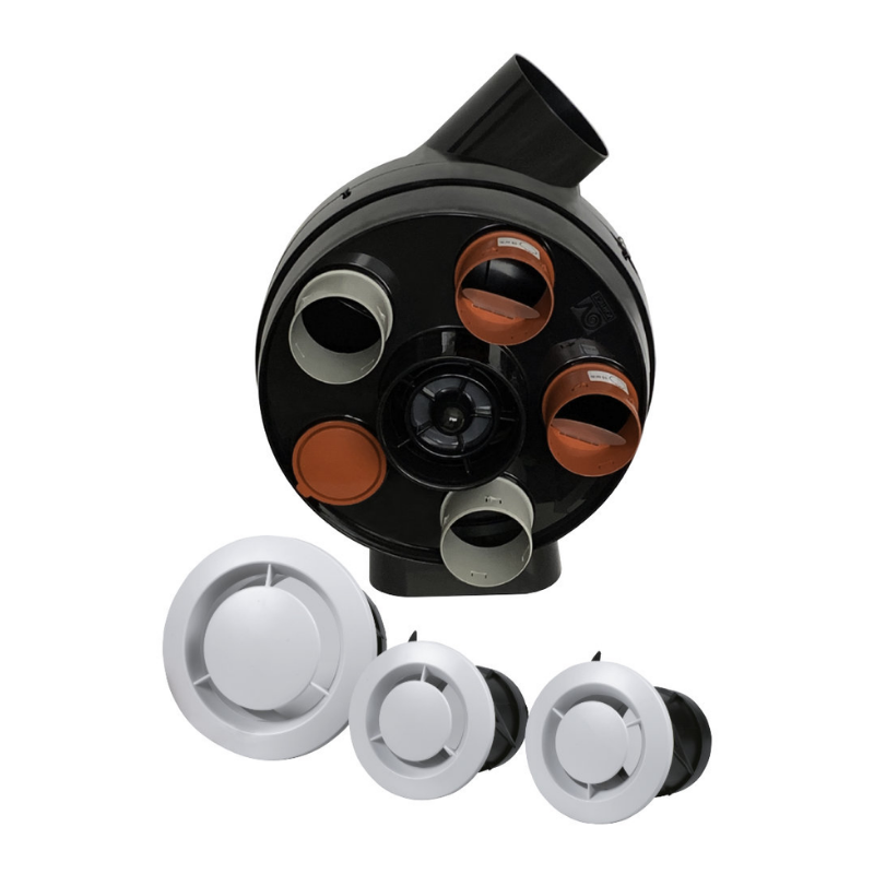 VMC simple flux auto PENTA - Kit VMC simple flux autoréglable suspendue ou fixée + bouches - VORTICE