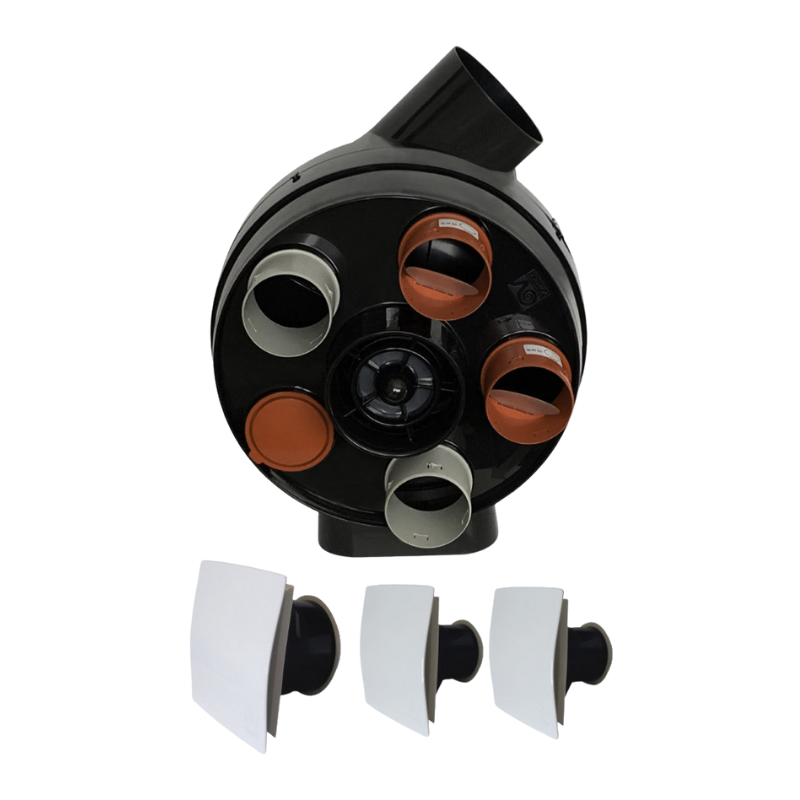 VMC simple flux auto PENTA - Kit VMC simple flux autoréglable suspendue ou fixée + bouches design - VORTICE