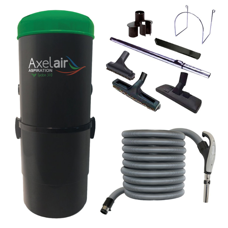 Aspiration centralisée SYCLON - Kit centrale d'aspiration + flexible + kit d'accessoires - AXELAIR