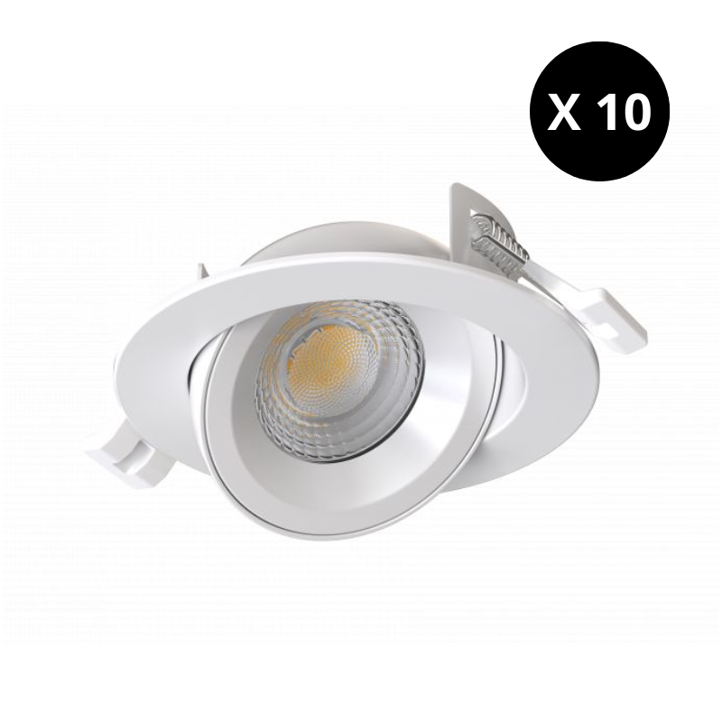 Encastrés STELLA SD - Pack de 10 Spots extra plats orientables, CTT face arrière - SOLUM